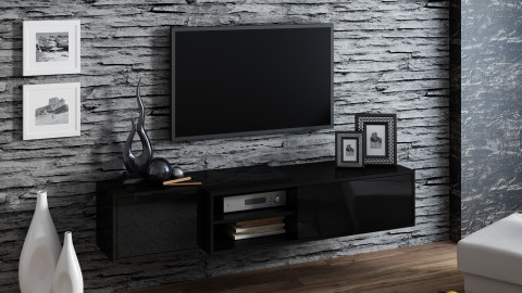 Szafka RTV SIGMA1 180 czarny/czarny połysk - Galeria zdjęcie 2