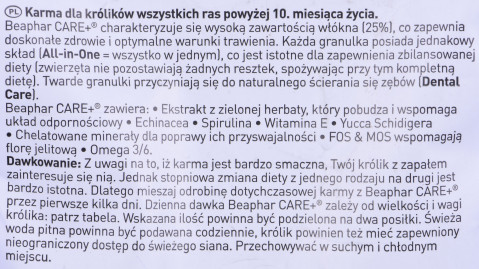BEAPHAR Care+ Rabbit - karma dla królików - 1,5 kg - Galeria zdjęcie 2