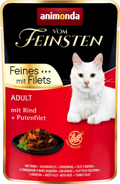 ANIMONDA vom Feinsten Wołowina, filet z indyka - mokra karma dla kota - 85 g - Galeria zdjęcie 1