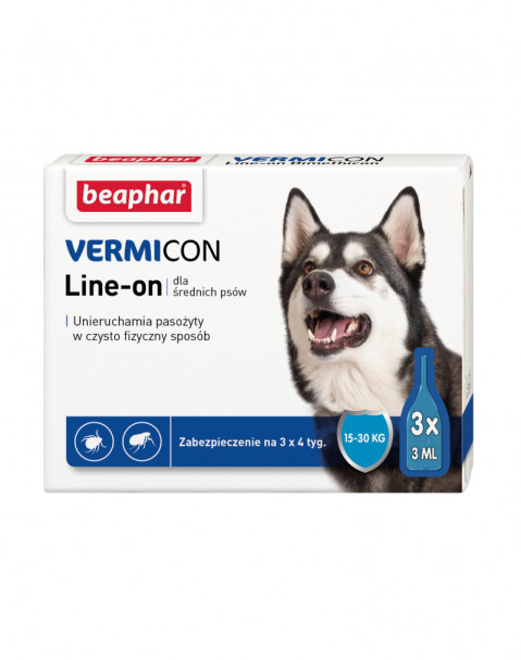 BEAPHAR VERMIcon Line-on Dog M - krople przeciw pasożytom dla psa - 3x3 ml - Galeria zdjęcie 1