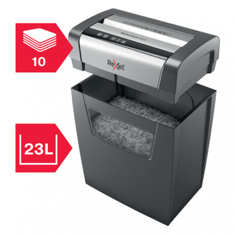 Rexel Niszczarka Momentum X410, 10 kartek, 23 l kosz - Galeria zdjęcie 6