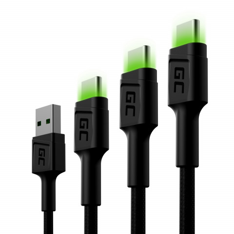 GREEN CELL ZESTAW KABLI 3X USB-USB-C 0,3/1,2/2M - Galeria zdjęcie 2