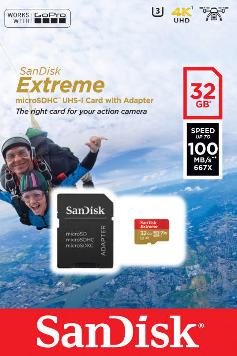 SANDISK EXTREME microSDHC 32 GB 100/60 MB/s A1 C10 V30 UHS-I U3 - GoPro - Galeria zdjęcie 3