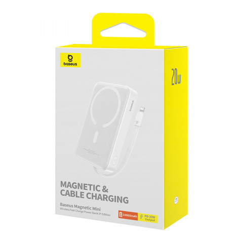 Powerbank Baseus Magnetic Mini Air Wireless 10000mAh 20W+kabel lightning (biały) - Galeria zdjęcie 7