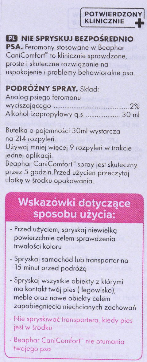 BEAPHAR CaniComfort - spray z feromonami dla psa - 30ml - Galeria zdjęcie 4