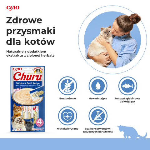 INABA Churu Tuńczyk z wołowiną - przysmak dla kota - 4x(4x14 g) + GRATIS! - Galeria zdjęcie 3