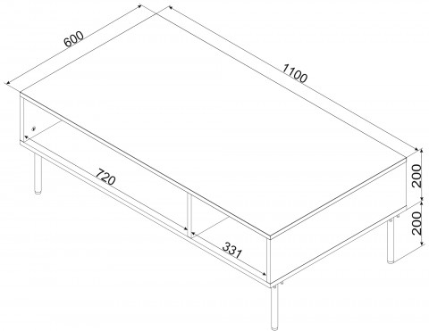 Stolik/ława PALAZZO BIS 110x60x40 czarny mat - Galeria zdjęcie 3