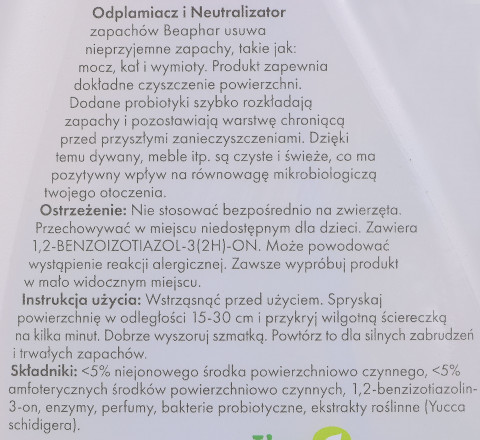 BEAPHAR - odplamiacz i neutralizator zapachów - 500ml - Galeria zdjęcie 2