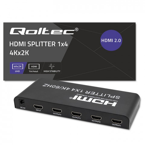QOLTEC ROZDZIELACZ SPLITTER 4XHDMI 4KX2K | 6GB/S - Galeria zdjęcie 6