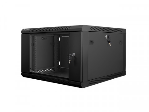 Lanberg szafa instalacyjna wisząca 19'' 6U 600x600mm czarna (drzwi szklane) - Galeria zdjęcie 2