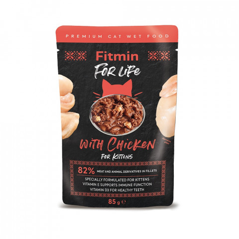 Fitmin For Life z kurczakiem w sosie - mokra karma dla kociąt - 85 g - Galeria zdjęcie 1