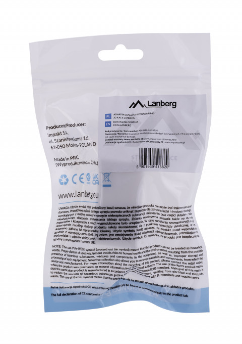LANBERG ZŁĄCZKA SIECIOWA 2X RJ45 KAT.6 UTP - Galeria zdjęcie 4