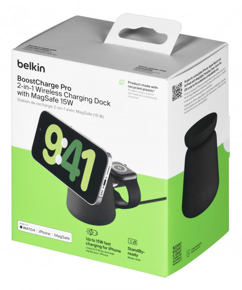 Ładowarka bezprzewodowa Belkin BoostCharge Pro 2-in-1 Wireless Charging Dock with MagSafe iPhone/Apple Watch 15W Black - Galeria zdjęcie 13