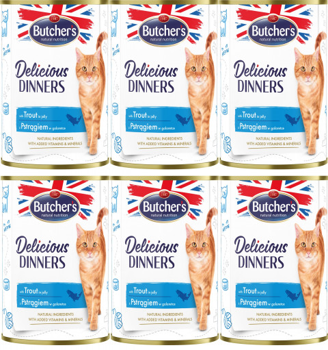 BUTCHER'S Delicious Dinners Kawałki z pstrągiem w galaretce - mokra karma dla kota - 6x400g - Galeria zdjęcie 1