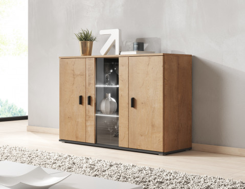 Komoda 120cm SOHO S7 dąb lefkas+ czarny - Galeria zdjęcie 1
