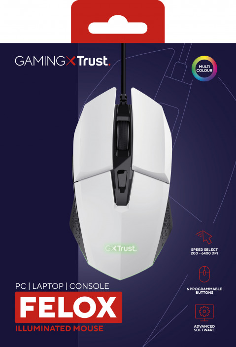 Mysz gamingowa TRUST GXT109P Felox Biała (25066) - Galeria zdjęcie 7