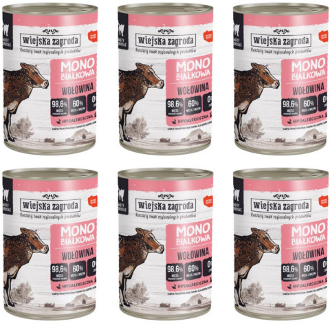 WIEJSKA ZAGRODA Monobiałkowa Wołowina - mokra karma dla kota - 6x400g - Galeria zdjęcie 1
