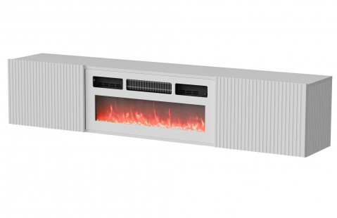Szafka RTV ROTA 183x35x37 biały mat + biały kominek - Galeria zdjęcie 1
