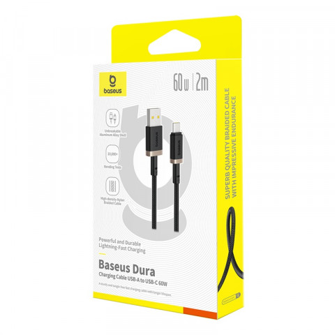 Kabel Baseus Dura USB-Typ C 60W 2m (czarno-złoty) - Galeria zdjęcie 6