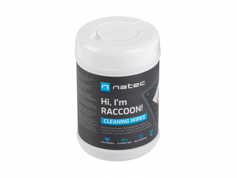 NATEC CHUSTECZKI CZYSZCZĄCE RACCOON 100 SZT. - Galeria zdjęcie 1