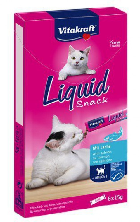 VITAKRAFT Liquid Snack Łosoś - przysmak dla kota - 6 x 15 g - Galeria zdjęcie 1