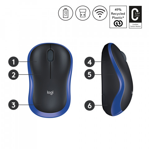 Mysz Logitech M185 bezprzewodowa, niebieska - Galeria zdjęcie 6