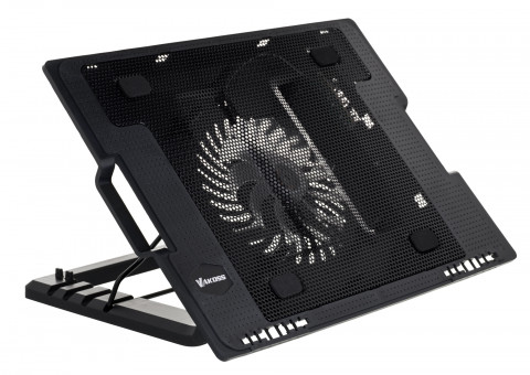 VAKOSS PODSTAWKA CHŁODZĄCA POD NOTEBOOKA 17",1 WENTYLATOR, LED, REGULACJA WYSOKOŚCI, LF-1860AL CZARNA - Galeria zdjęcie 5