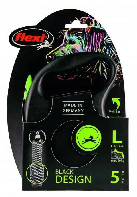 FLEXI Smycz automatyczna Black Design L 5 m zielony1.jpg