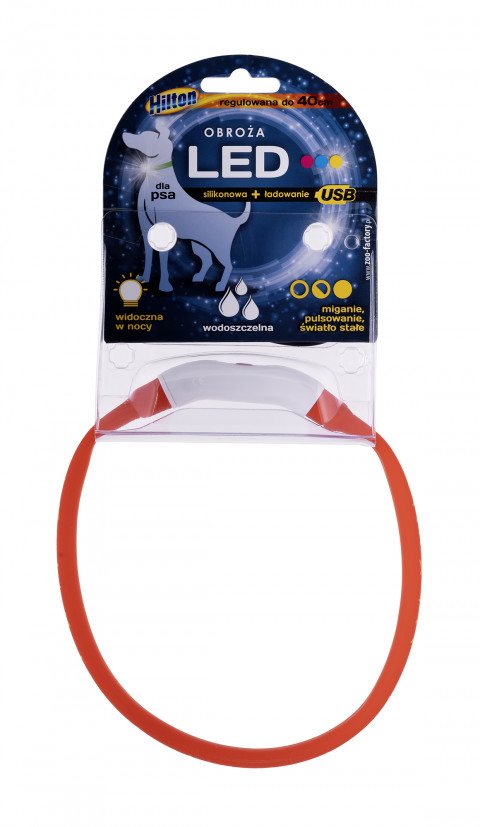 HILTON LED Obroża Silikonowa 1,4x0,8x40cm z USB dla psa - Galeria zdjęcie 2