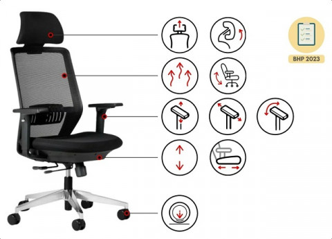 Ergonomiczny fotel biurowy SPECTRUM czarny - Galeria zdjęcie 4