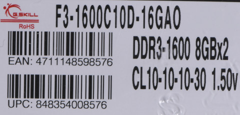 G.SKILL ARES DDR3 2X8GB 1600MHZ CL10 XMP LOW PROFI - Galeria zdjęcie 2