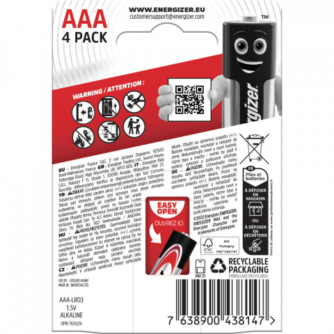 ENERGIZER BATERIE ALKALICZNE MAX AAA LR03, 4 SZTUKI, OPAKOWANIE ECO - Galeria zdjęcie 3