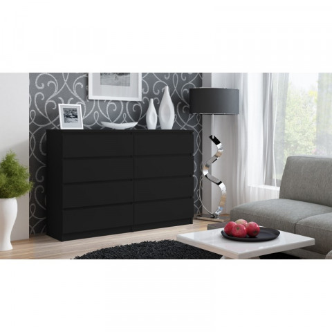 M8 MALWA KOMODA 140CM 8 SZUFLAD CZARNY - Galeria zdjęcie 2