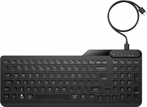 Klawiatura HP 400 Backlit Wired Keyboard przewodowa czarna 7N7C0AA - Galeria zdjęcie 6