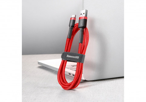 BASEUS CAFULE KABEL USB-C 3A 0,5M CZERWONY - Galeria zdjęcie 4