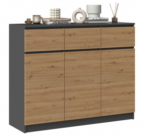 Komoda 3D3S 120x40xH97 antracyt/artisan - Galeria zdjęcie 4