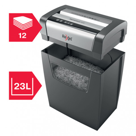 Rexel Niszczarka Momentum X312, 12 kartek, 23 l kosz - Galeria zdjęcie 4
