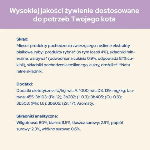 PURINA CAT CHOW Sensitive z łososiem i cukinią w sosie - mokra karma dla kota - 24x85 g - Galeria zdjęcie 6