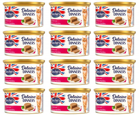 BUTCHER'S Delicious Dinners Cat- mokra karma dla kota z wołowiną i wątróbką w formie musu - puszka - 12x85g - Galeria zdjęcie 1
