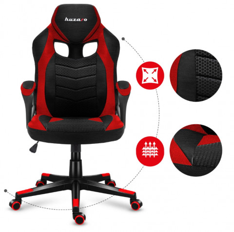 Fotel gamingowy Huzaro FORCE 2.5 Red Mesh - Galeria zdjęcie 8