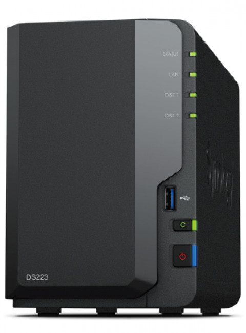 NAS Synology DS223; Tower; 2x (3.5" SATA HDD)/2.5" HDD SSD); Realtek RTD1619B;,2GB DDR4, 1x 1GbE RJ-45 - Galeria zdjęcie 1