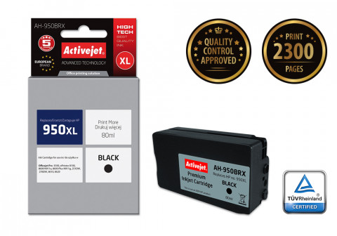 Activejet AH-950BRX Tusz do drukarki HP, Zamiennik HP 950XL CN045AE; Premium; 80 ml; czarny. - Galeria zdjęcie 2