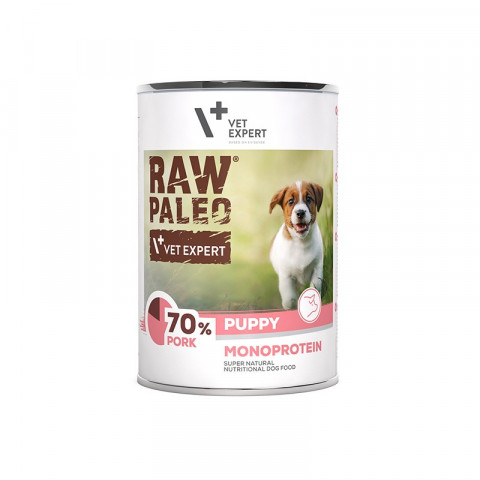 VET EXPERT Raw Paleo Puppy Monoprotein Wieprzowina - mokra karma dla szczeniąt - 400g - Galeria zdjęcie 1