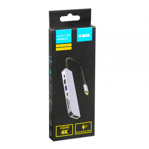 IBOX HUB USB IUH3SL4K SLIM USB3.2 HDMI 4K PD100W - Galeria zdjęcie 7