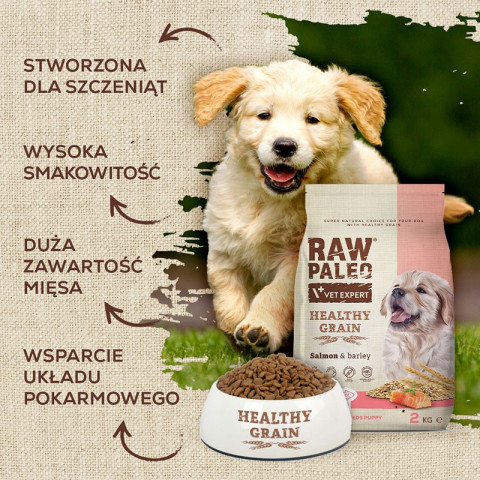 VetExpert Raw Paleo Healthy Grain Salmon&Barley Puppy - Karma sucha dla psów - 2kg - Galeria zdjęcie 2