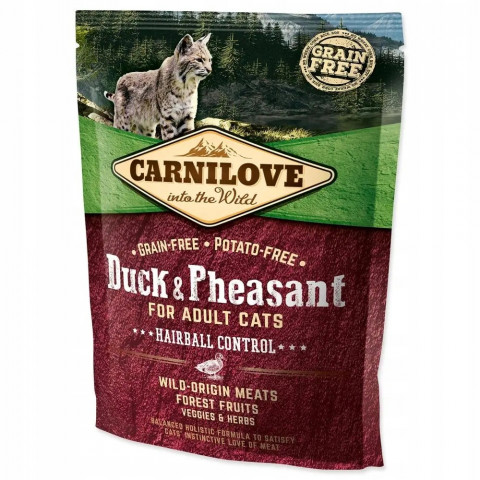 CARNILOVE Cat Hairball Control Kaczka i Bażant - sucha karma dla kota - 400g - Galeria zdjęcie 1