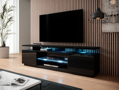 Szafka RTV EVA 180x40x52 czarny/czarny połysk - Galeria zdjęcie 2