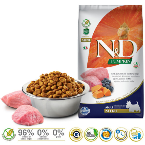 FARMINA N&D Pumpkin Lamb & Blueberry Adult Mini - sucha karma dla psa - 7 kg - Galeria zdjęcie 2