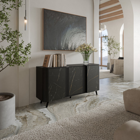 Komoda VOLARE 151x39x75 czarny/san sebastian - Galeria zdjęcie 3