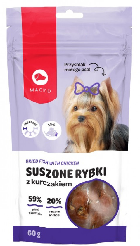 MACED Suszone rybki z kurczakiem - przysmak dla psa - 60 g - Galeria zdjęcie 1